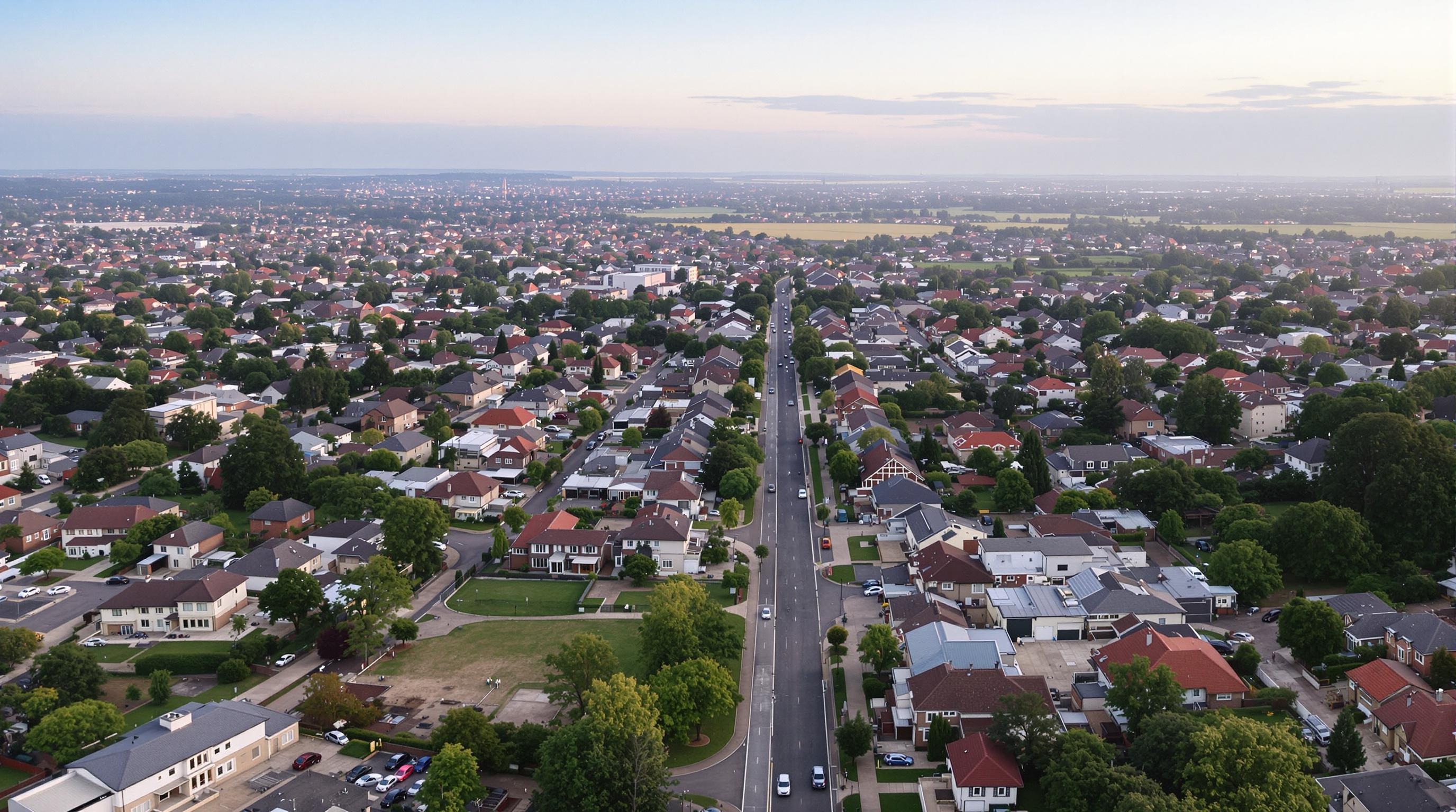 Aerial view working class suburb West Allis Wisconsin
